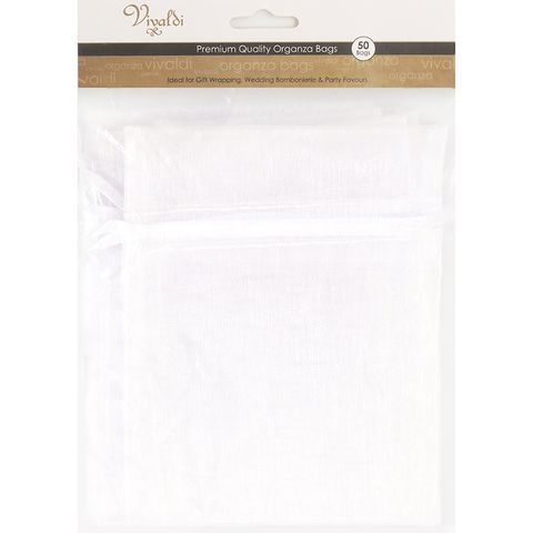 Organza Bag Mini 10 x 7.5cm - White 50Pc