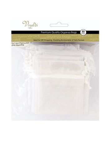 Organza Bag Mini 10 x 7.5cm - White 50Pc