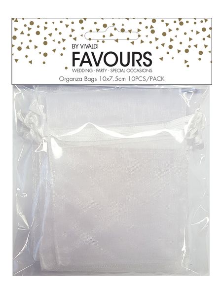 Organza Bag Mini 10 x 7.5cm - White 10Pc