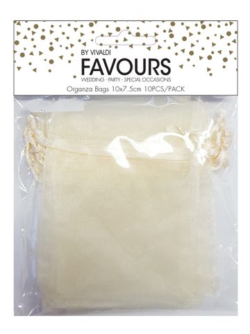 Organza Bag Mini 10 x 7.5cm - Cream 10Pc