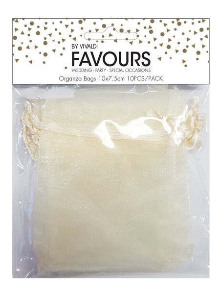 Organza Bag Mini 10 x 7.5cm - Cream 10Pc