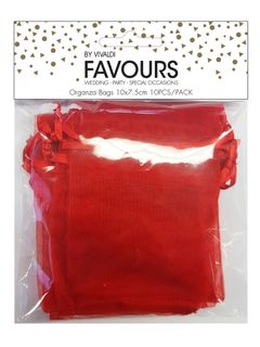 Organza Bag Mini 10 x 7.5cm - Red 10Pcs