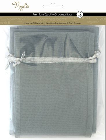 Organza Bag 17x12.5cm Silver Pkt 10
