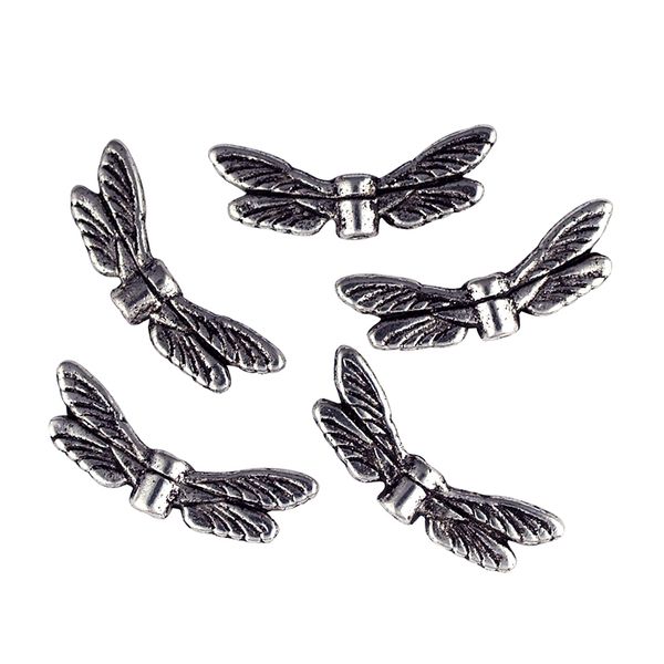 Charm - Dragonfly Wings 7mm Dark Silver