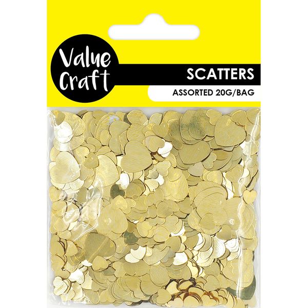 CRAFT SCATTER HEART 2 SIZES GOLD 20G