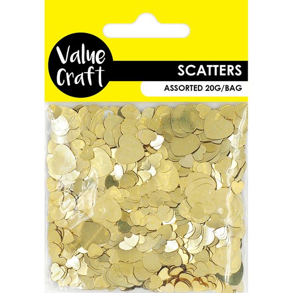Craft Sequins Heart 2 Sizes Gold 20G