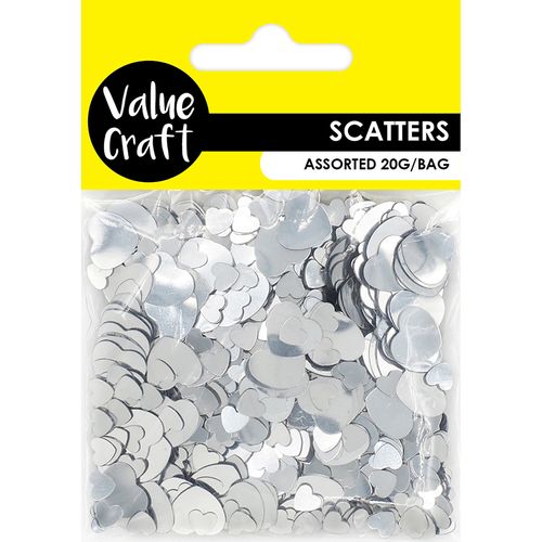 Craft Sequins Heart 2 Sizes Silver 20G