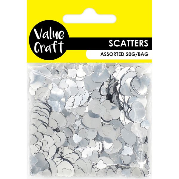 CRAFT SCATTER HEART 2 SIZES SILVER 20G