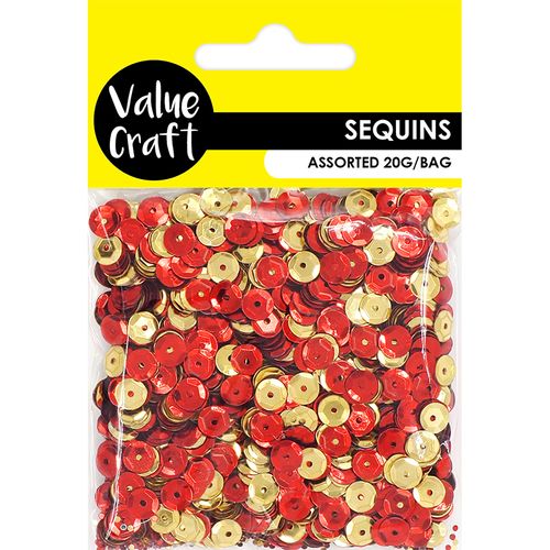 Craft Sequins 6mm Cup Gold-Red Mix 24G