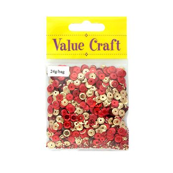 Craft Sequins 6mm Cup Gold-Red Mix 24G