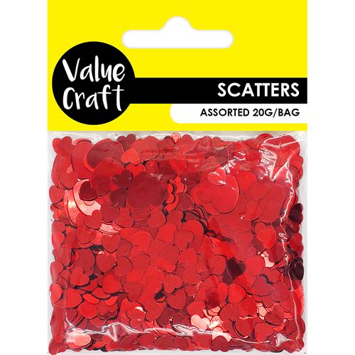 Craft Sequins Heart 2 Sizes Red 20G