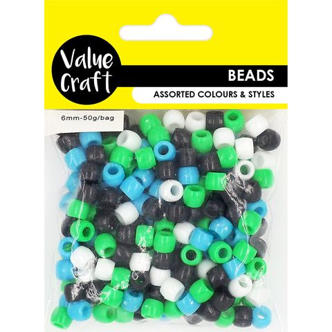 Black Plastic Pony Beads Value Pack, 6mm x 8mm, 500 Pieces, Mardel