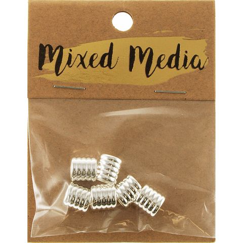 Metal Indent Tube 11mmx10mm Silver 6Pcs