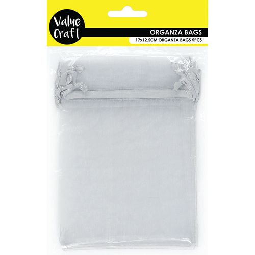 Organza Small 17cmX12.5cm Silver 3Pcs
