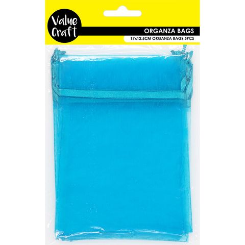 ORGANZA SMALL 17CMX12.5CM TURQUOISE 5PCS