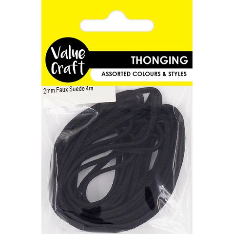 SUEDE THONGING 2MM BLACK 4M