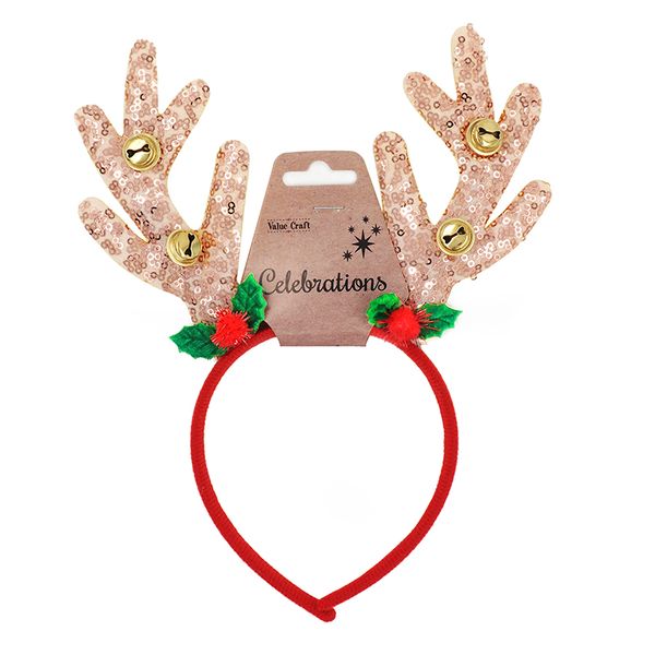 XMAS HEADBAND GLITTER ANTLERS 1PC Arbee Craft