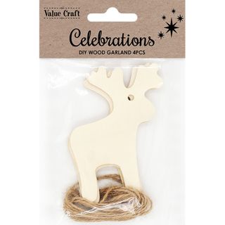 XMAS DIY WOOD GARLAND DEER 4PCS