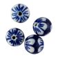 Bead Porcelain Round 14mm Blue White 4Pc