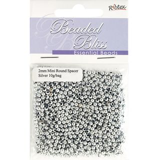 Bead Plastic Round Spacer 2Mm Silver 10G