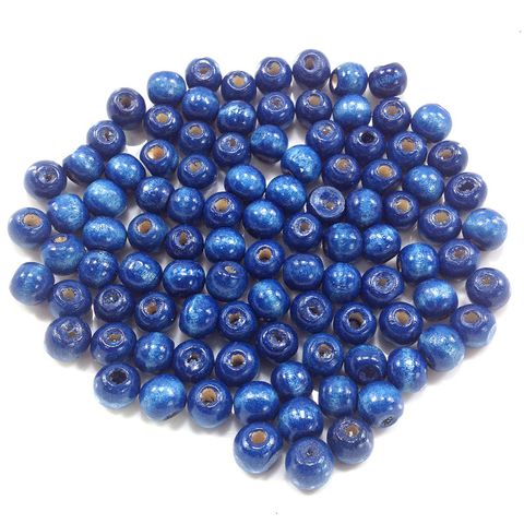Wood Beads Round 10mm Blue Pkt 100
