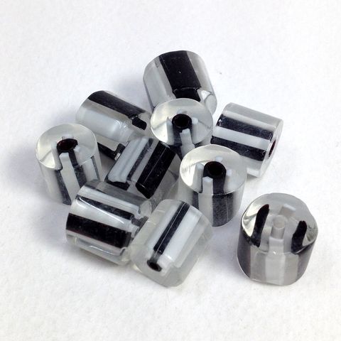 Glass Candy Beads 10mm Black/White Pkt10