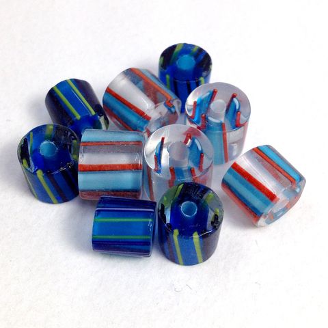Glass Candy Beads 10mm Blue/Aqua Pkt 10