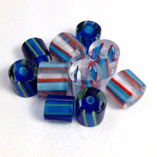 Glass Candy Beads 10mm Blue/Aqua Pkt 10