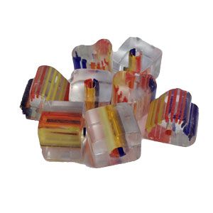 Glass Candy Bead 10mm Heart Square Pkt10