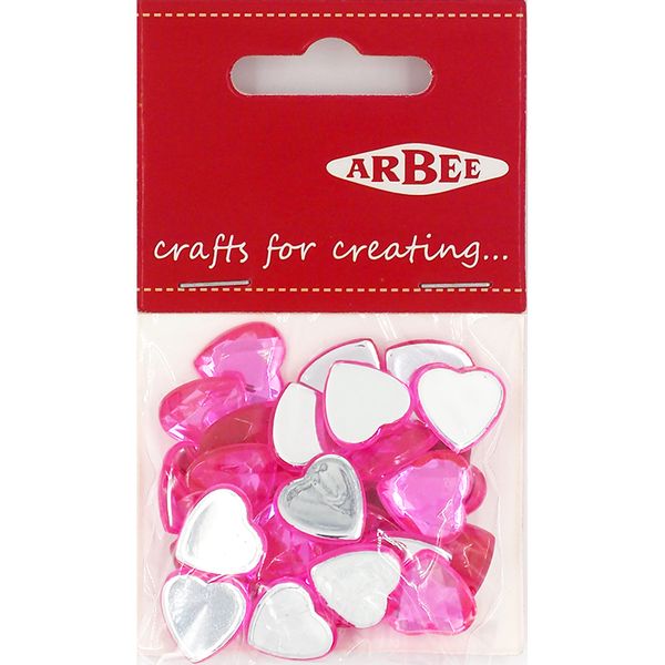 Rhinestones Heart Pink Pkt30