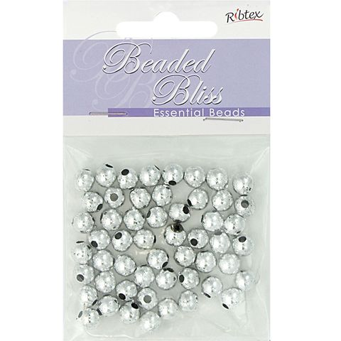 Bead Plastic Round 6-8mm Silver 20G