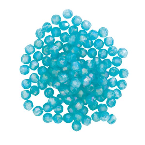 Bead Plastic Round Faceted 7mm Turquoise