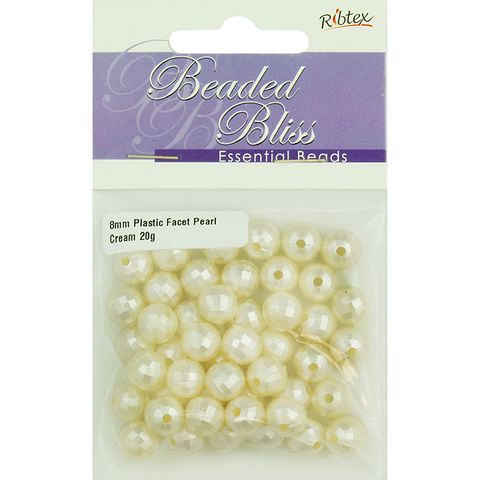 Bead Plastic Facet Round Prl Cream 20gm