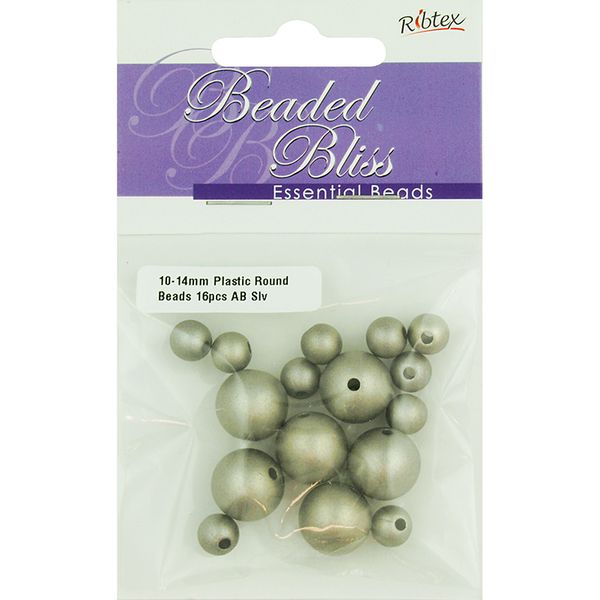 Bead Plastic Round AB Silver 16Pcs