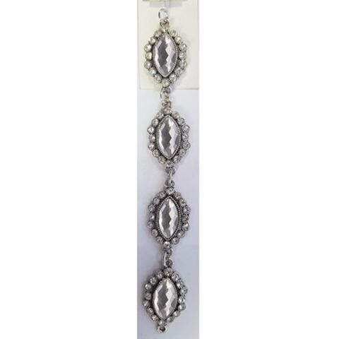 Beads Strung Oval Rhinestone Crystal 6Pc