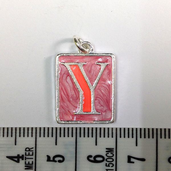 Metal Charms Initial Y SiIver/Pink Pkt10