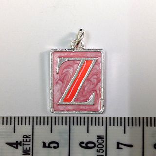 Metal Charms Initial Z SiIver/Pink Pkt10