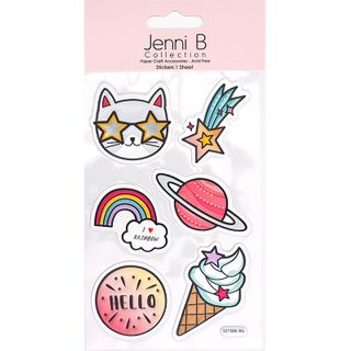 Jenni B Teen Cat Space Silver Foil 6Pcs