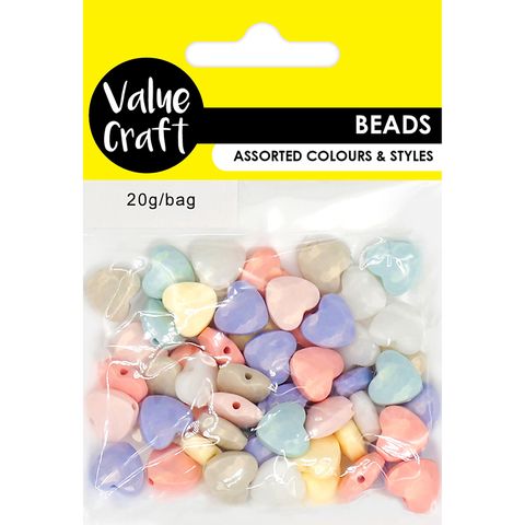 PEARL FINISH PASTEL HEART BEADS 20G