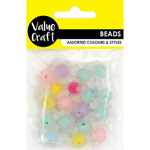 FROSTED PASTEL LOLLY BEADS 18PCS