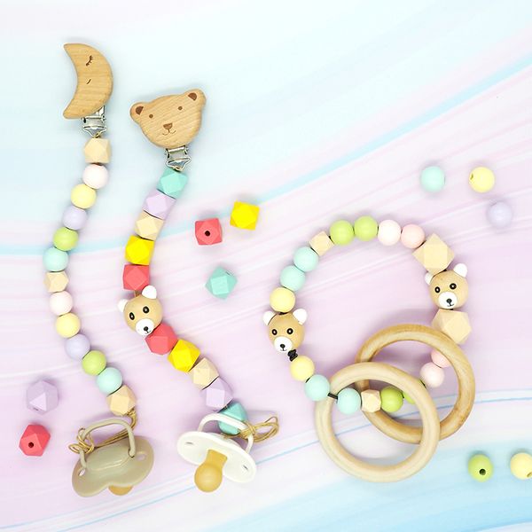 ROUND 15MM WOOD BEADS PASTEL 18PCS