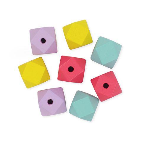 BEAD WOOD GEO 16MM PASTEL 8PCS