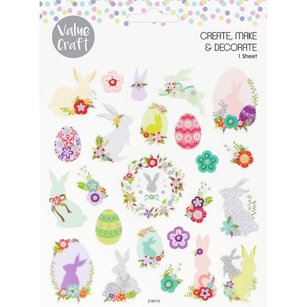 EASTER STICKERS BUNNY W FLOWERS-EGGS 1SH