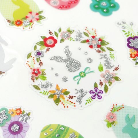 STICKERS EASTER BUNNY W FLOWERS-EGGS 1SH