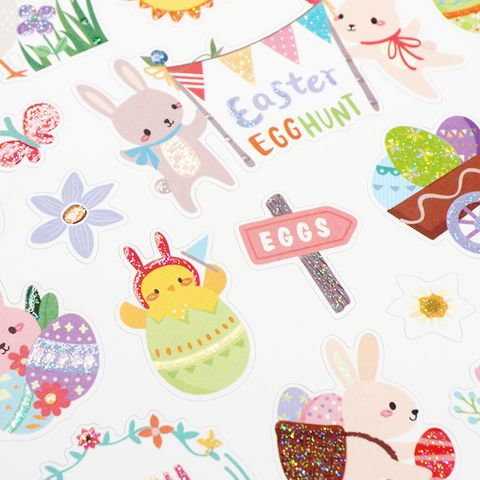 EASTER GLITTER STICKERS EGG HUNT 1SH