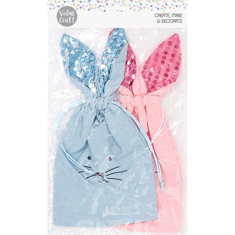 EASTER SEQUINED BUNNY TREAT BAGS 2PCS