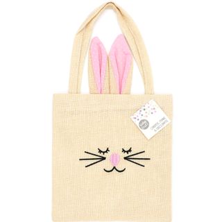 EASTER BUNNY HESSIAN TOTE BAG PINK 1PC