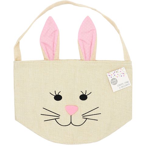 EASTER BUNNY HESSIAN BASKET PINK 1PC