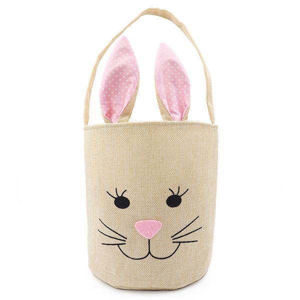 EASTER BUNNY HESSIAN BASKET PINK 1PC