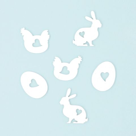 EASTER ASSORTED WOOD SHAPES WHITE 18PCS